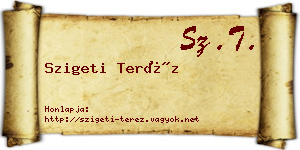 Szigeti Teréz névjegykártya